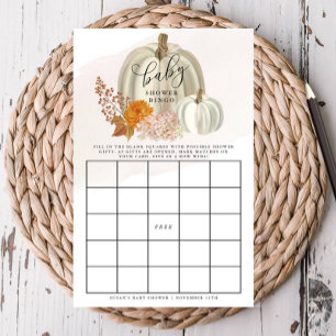 Little Pumpkin Fall Baby Bingo Paper Bingo Card Flyer
