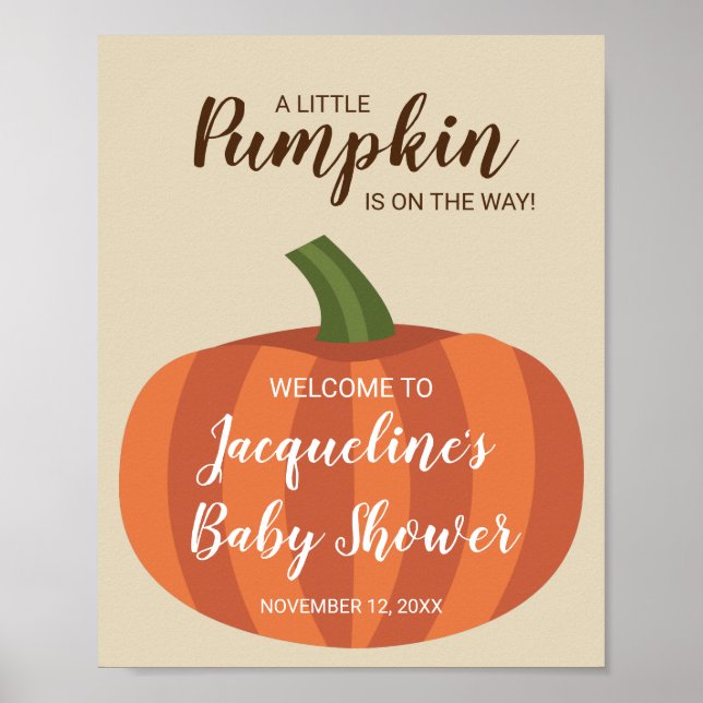 Little Pumpkin Fall Baby Dusche Begrüßungszeichen Poster (Vorne)