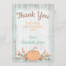 Little Pumpkin Fall Baby Dusche Danke Karte