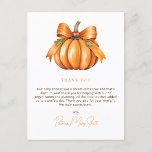 Little Pumpkin Fall Baby Dusche Danke Postkarte