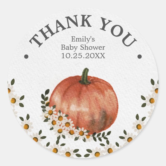 Little Pumpkin Fall Baby Dusche Danke Runder Aufkleber (Vorderseite)