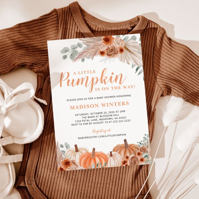Little Pumpkin Fall Baby Dusche Einladung (Von Creator hochgeladen)