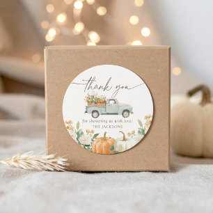 Little Pumpkin Fall Baby Dusche Runder Aufkleber