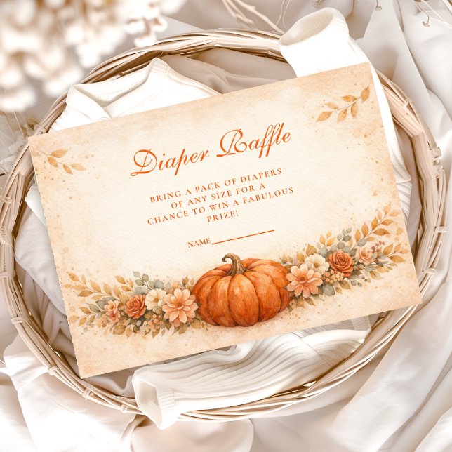 Little Pumpkin Fall Baby Shower Diapper Raffle Begleitkarte (Von Creator hochgeladen)