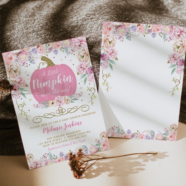 Little Pumpkin Fall Baby Shower Invitation Girl Einladung (Von Creator hochgeladen)