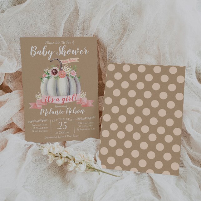 Little Pumpkin Fall Baby Shower Invitation Girl Einladung (Von Creator hochgeladen)