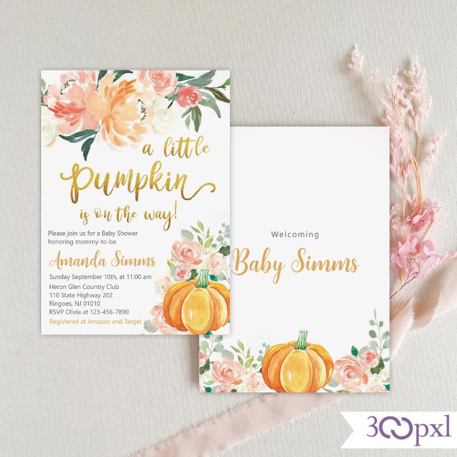 Little Pumpkin Fall Baby Shower Invitation Girl Einladung (Von Creator hochgeladen)