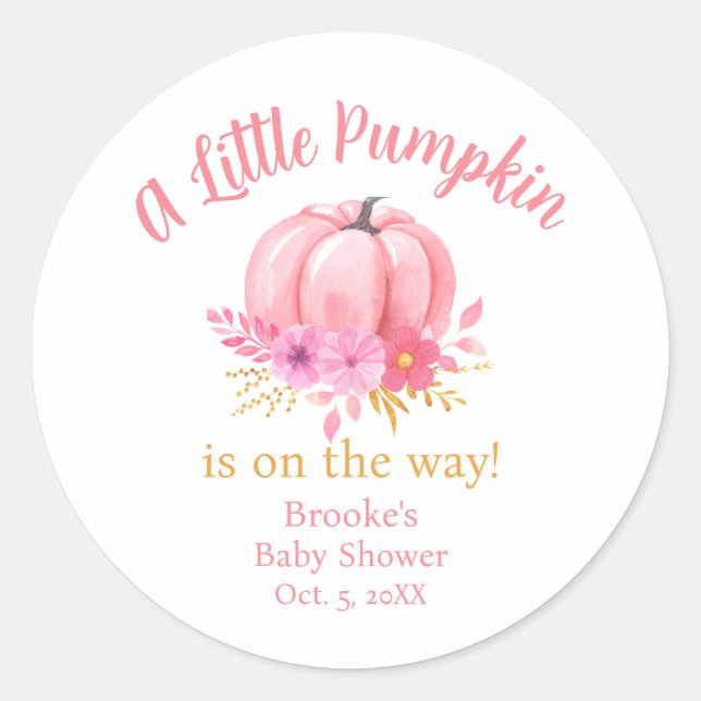 Little Pumpkin Fall Babyaufkleber Runder Aufkleber (Vorderseite)