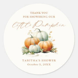 Little Pumpkin Fall Babydusche Danke, dass Sie daf Runder Aufkleber