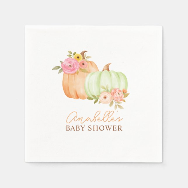 Little Pumpkin Fall Babydusche Personalisiert Serviette (Vorderseite)