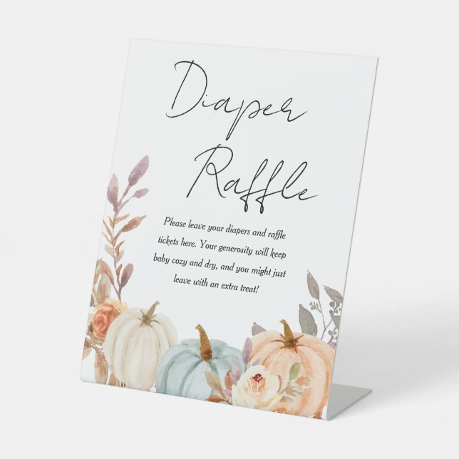 Little Pumpkin Fall Babydusche Windeln Raffle-Zeic Sockelschild (Vorderseite)