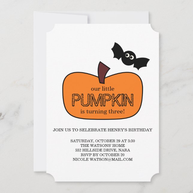 Little Pumpkin Fall Birthday Einladung (Vorderseite)