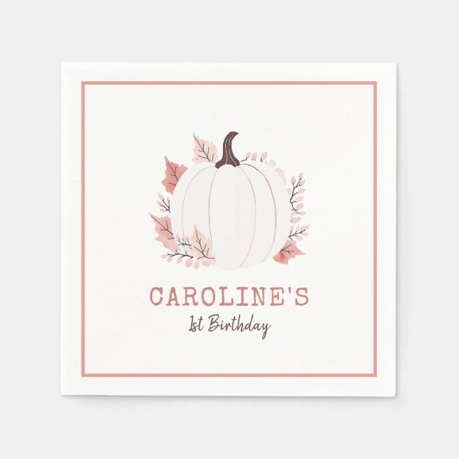 Little Pumpkin Fall Birthday Serviette (Vorderseite)