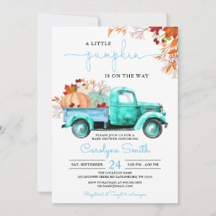 Little Pumpkin Fall Blue Truck Baby Dusche Einladung