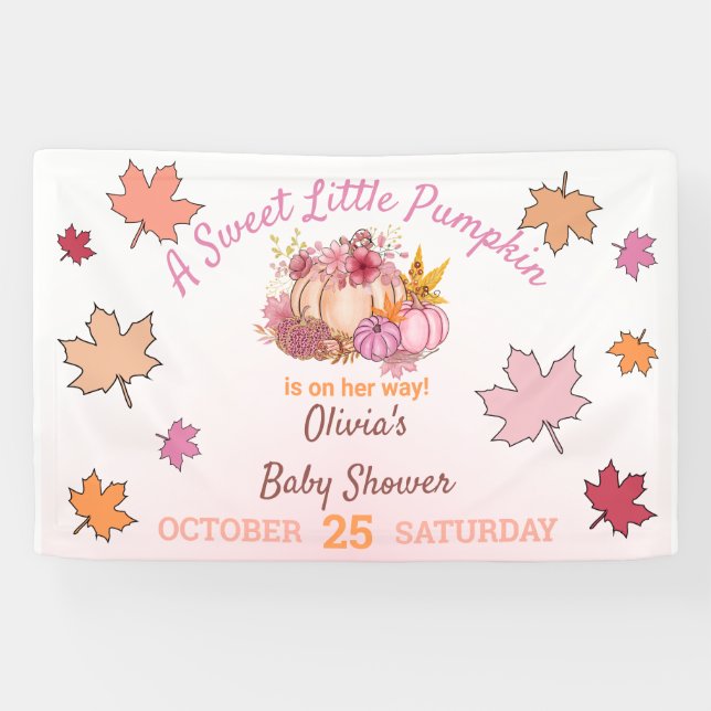 Little Pumpkin Fall Blush Baby Dusche Einladung F Banner (Horizontal)