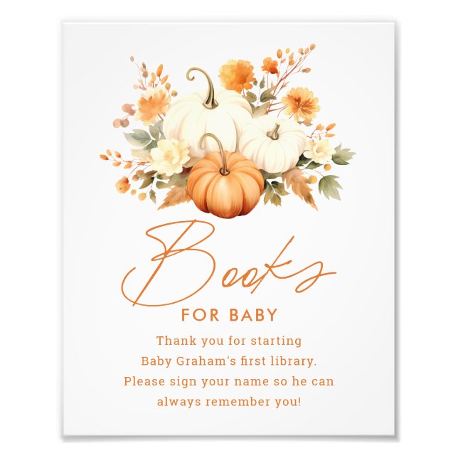 Little Pumpkin Fall Books for Baby Shooting Sign Fotodruck (Vorne)
