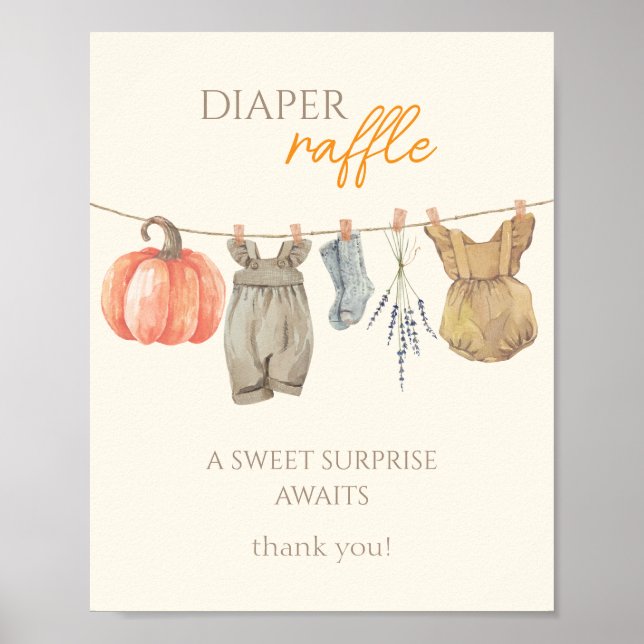 Little Pumpkin Fall Clothes Girl Diaper Raffle Poster (Vorne)