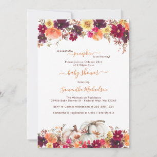 Little Pumpkin Fall Floral Baby Dusche Einladung