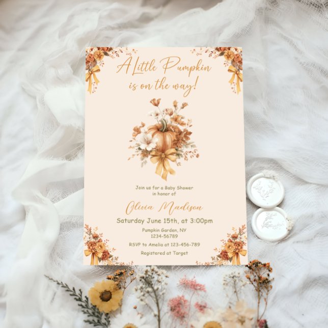 Little Pumpkin Fall Floral Baby Shower Invitation Einladung (Von Creator hochgeladen)