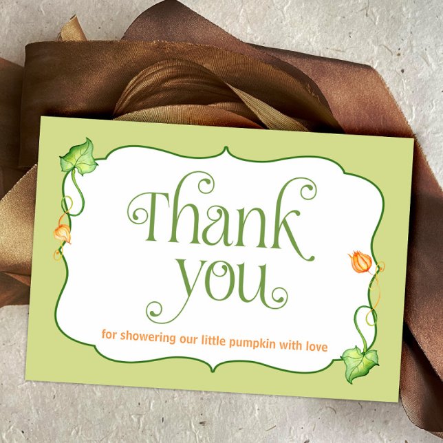 Little Pumpkin Fall Gender Neutral Baby Dusche Dankeskarte (Little Pumpkin on the Way Autumn Fairytale Baby Shower Thank You Card)