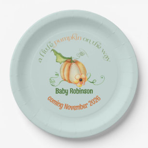 Little Pumpkin Fall Gender Neutral Baby Dusche Pappteller