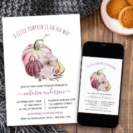 Little Pumpkin Fall Harvest Berry Pink Babydusche Einladung