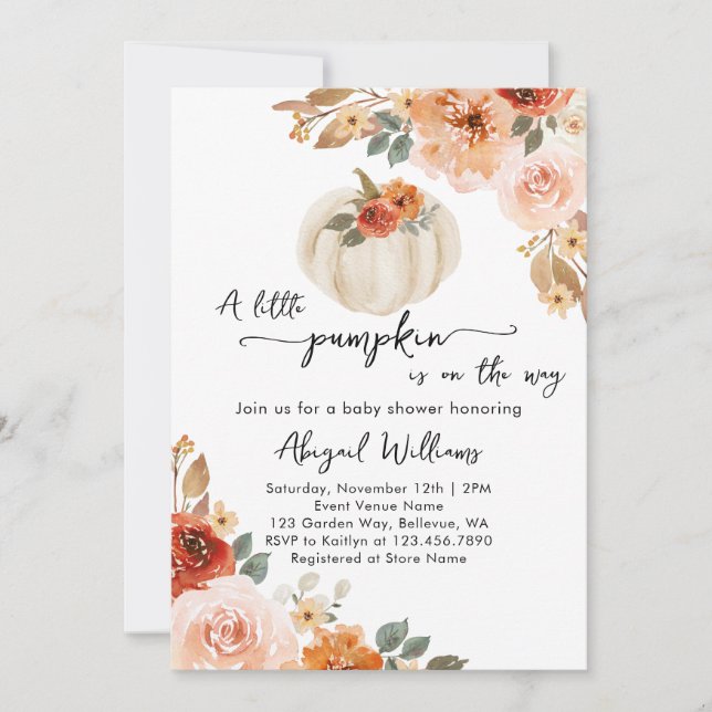 Little Pumpkin Fall Herbstdusche Einladung (Vorderseite)