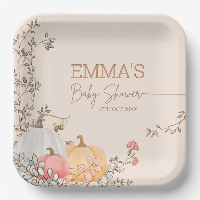 Little Pumpkin Fall Herbstdusche Pappteller (Vorderseite)