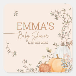 Little Pumpkin Fall Herbstdusche Quadratischer Aufkleber