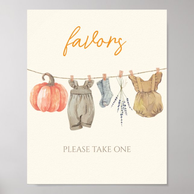 Little Pumpkin Fall Kleidung Baby Duschfavoriten Poster (Vorne)