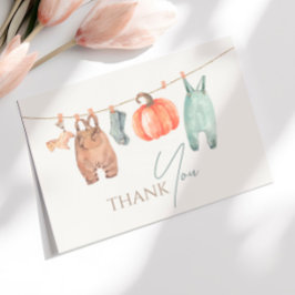 Little Pumpkin Fall Kleidung Junge Dusche Dankeskarte