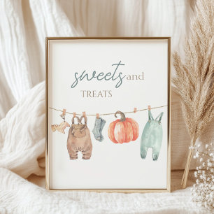 Little Pumpkin Fall Kleidung Junge Süßigkeiten und Poster