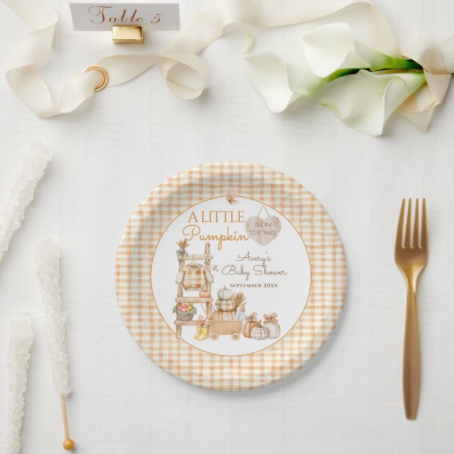 Little Pumpkin Fall Locally Grown Baby Shower Pappteller (Hochzeit)