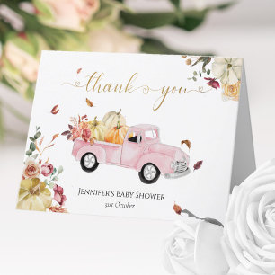 Little Pumpkin Fall Pink Vintag Truck Baby Dusche Dankeskarte