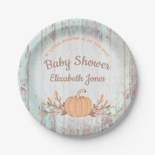 Little Pumpkin Fall Rustic Baby Dusche Pappteller