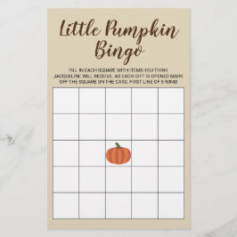 Little Pumpkin Fall Tan Baby Shower Bingo Card