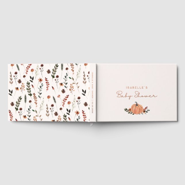 Little Pumpkin Fall Wildblume Pattern Kinderdusche Gästebuch (Voll)