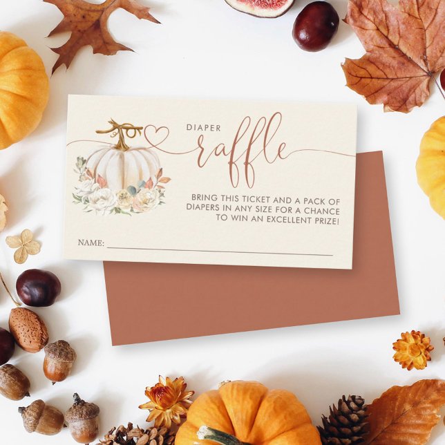Little Pumpkin Fall Windeln Raffle Baby Dusche Begleitkarte (Enjoy this fun little game to bring some extra diapers along to this pumpkin themed baby shower.)