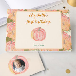 Little Pumpkin First Birthday Custom Photo Gästebuch
