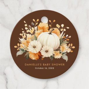 Little Pumpkin Floral Boho Botanical Baby Shower Geschenkanhänger