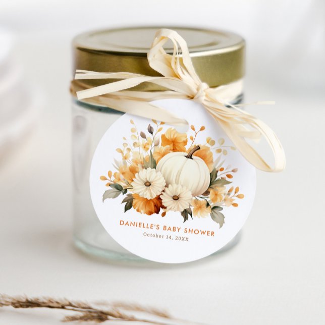 Little Pumpkin Floral Boho Botanical Baby Shower Geschenkanhänger (Von Creator hochgeladen)