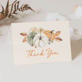 Little Pumpkin Floral Boho Elegant Baby Shower Dankeskarte
