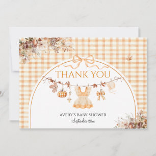 Little Pumpkin Floral Bow Fall Baby Shower Books Dankeskarte