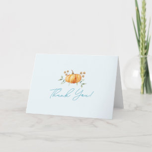 Little Pumpkin Floral Boy Baby Shower Dankeskarte