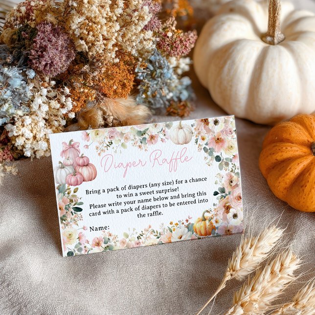 Little Pumpkin Floral Diaper Raffle Baby Dusche Begleitkarte (Little Pumpkin Floral Diaper Raffle Baby Shower Enclosure Card)