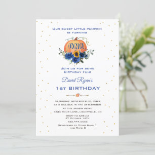Little Pumpkin Floral Erntedank 1. Geburtstag Einladung
