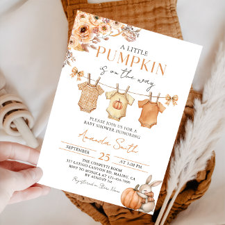 Little Pumpkin Floral Fall Babydusche Einladung
