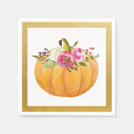 Little Pumpkin Floral Fall Napkins Serviette