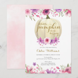 Little Pumpkin Floral Girl Kinderdusche Einladung