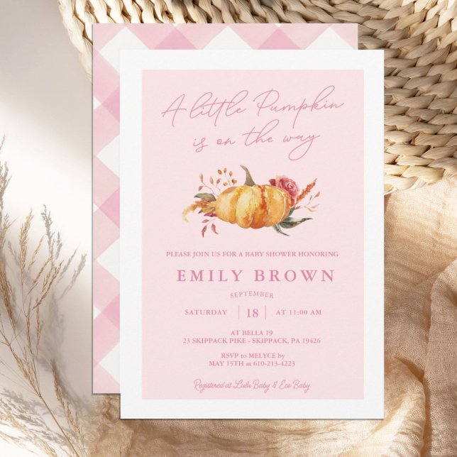 Little Pumpkin Floral Girl Kinderdusche Einladung (Von Creator hochgeladen)